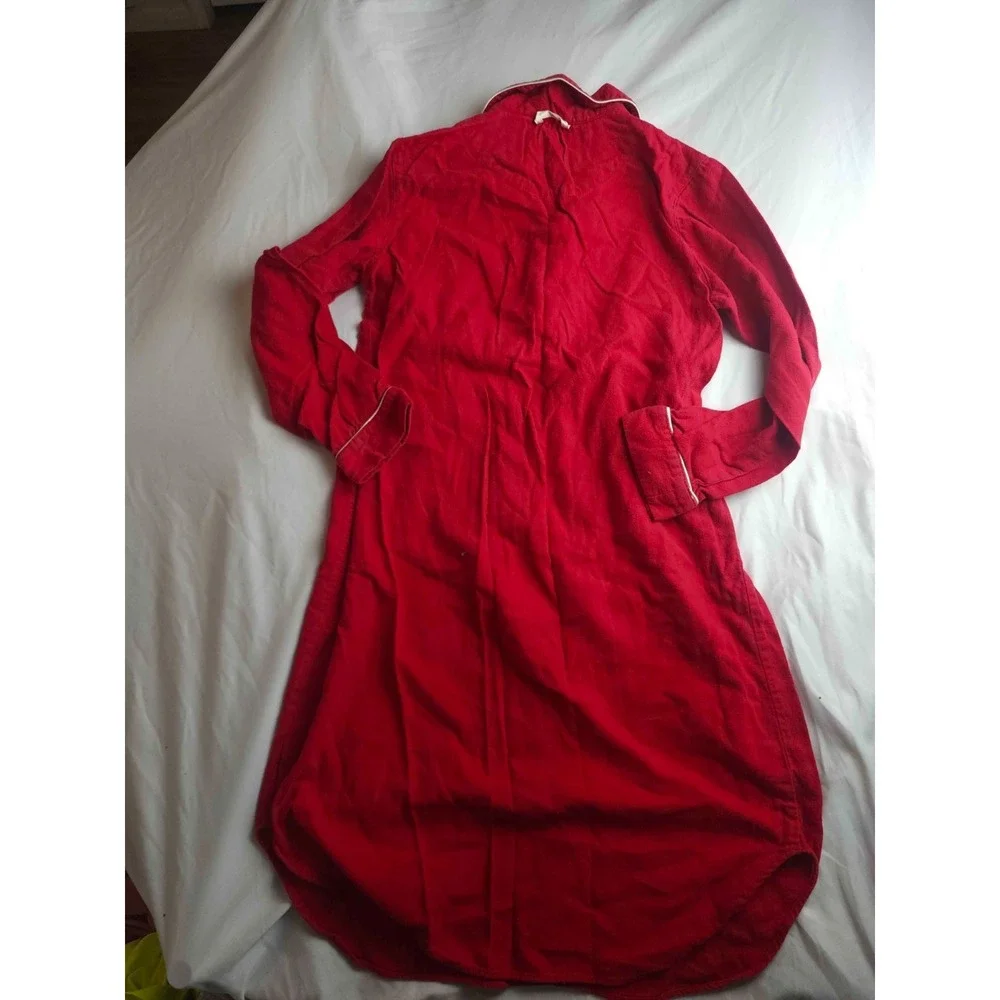 Lands'‎ End Nightgown Pajamas Womens Small 6-8 Red Long Sleeve Sleepwear Cotton